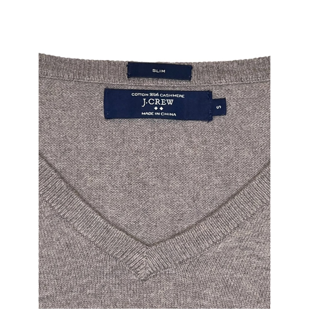 J. Crew Tan Cotton w/ Cashmere V Neck Sweater, Small, Used, Very Good Condition